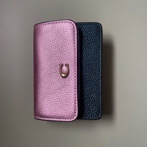 Coach Half Flap Color Blocked Metallic Leather Card Case